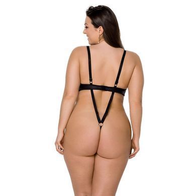 Боді з екошкіри Passion CELINE BODY 6XL/7XL black, з доступом, відкритий &mdash; купити в інтим-бутику EroticToys