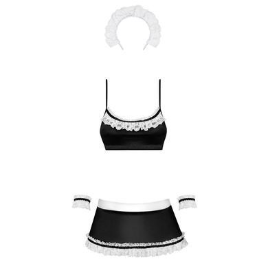 Атласний еротичний костюм покоївки Obsessive Maid set S/M, black, 5 предметів &mdash; купити в інтим-бутику EroticToys