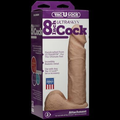 Фалоімітатор Doc Johnson Vac-U-Lock - 8 Inch ULTRASKYN Cock White (м'яте паковання!!!) &mdash; купити в інтим-бутику EroticToys