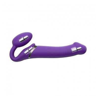 Безремінний страпон з вібрацією Strap-On-Me Vibrating Violet M, діаметр 3,8 см, пульт ДК, регульований &mdash; купити в інтим-бутику EroticToys
