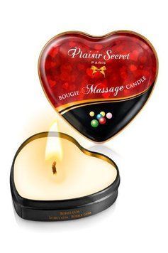 Масажна свічка-серце Plaisirs Secrets Bubble Gum (35 мл) &mdash; купити в інтим-бутику EroticToys