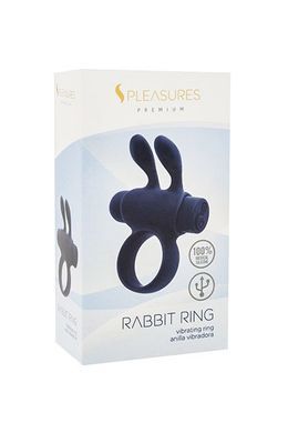 Ерекційне віброкільце S Pleasures Premium Rabbit Ring чорне, зі знімною віброкулею та вушками &mdash; купити в інтим-бутику EroticToys