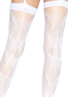 Панчохи-сітка зі швом ззаду Leg Avenue Butterfly back seam thigh highs One size White &mdash; купити в інтим-бутику EroticToys
