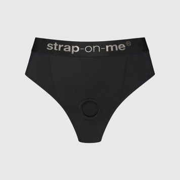 Трусики-бразиліана з фіксацією дилдо Strap-On-Me Harness Lingerie Idole &ndash; XS &ndash; Black, високі &mdash; купити в інтим-бутику EroticToys