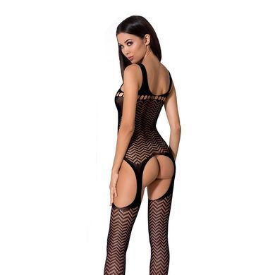 Бодістокінг Passion BS057 black, комбінезон, імітація панчох і пояса &mdash; купити в інтим-бутику EroticToys