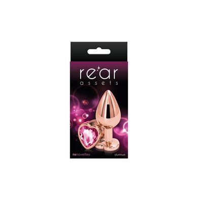 Анальна пробка NS Novelties Rear Assets - Rose Gold Heart - Medium - Pink &mdash; купити в інтим-бутику EroticToys