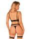 Комплект білизни Obsessive Selinne 3-pcs set XS/S Black, бюстгальтер, стрінги пояс для панчіх в інтим-бутику EroticToys
