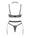 Комплект білизни Obsessive Selinne 3-pcs set XS/S Black, бюстгальтер, стрінги пояс для панчіх в інтим-бутику EroticToys