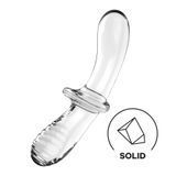 Замовити анонімно: Двосторонній скляний дилдо Satisfyer Double Crystal Transparent, боросилікатне скло, унісекс
