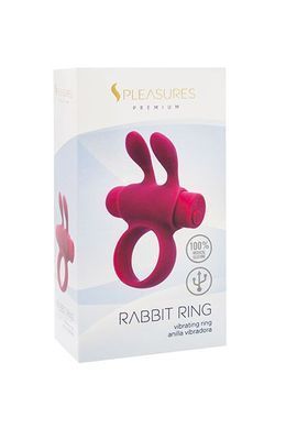 Ерекційне віброкільце S Pleasures Premium Rabbit Ring рожеве, зі знімною віброкулею та вушками &mdash; купити в інтим-бутику EroticToys