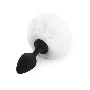 Силіконова анальна пробка М Art of Sex - Silicone Butt plug Rabbit Tail White, діаметр 3,5 см &mdash; купити в інтим-бутику EroticToys