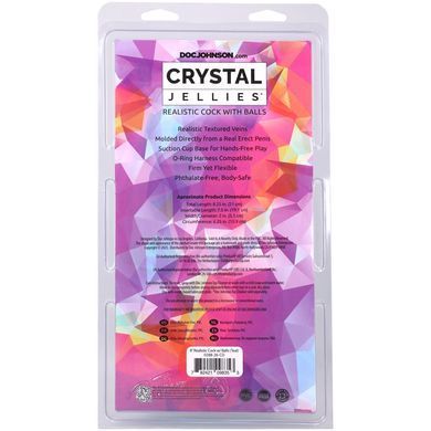 Фалоімітатор Doc Johnson Crystal Jellies - 8 Inch Realistic Cock with Balls- Teal &mdash; купити в інтим-бутику EroticToys