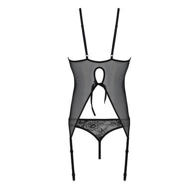 Корсет із пажами, трусики з ажурним декором та відкритим кроком Passion URSULA CORSET XXL/XXXL black &mdash; купити в інтим-бутику EroticToys