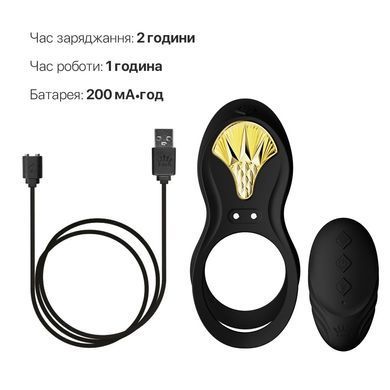 Смарт-ерекційне кільце Zalo - BAYEK Obsidian Black, подвійне з ввідною частиною, пульт ДК &mdash; купити в інтим-бутику EroticToys