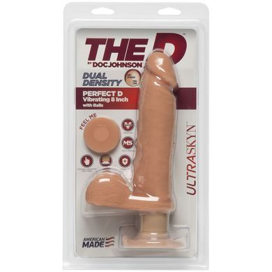 Фалоімітатор Doc Johnson The D - Perfect D - Vibrating 8 Inch With Balls - ULTRASKYN, діаметр 5,1 см &mdash; купити в інтим-бутику EroticToys