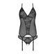 Корсет із пажами, трусики з ажурним декором та відкритим кроком Passion URSULA CORSET XXL/XXXL black в інтим-бутику EroticToys