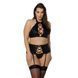 Комплект із екошкіри Passion NANCY SET 6XL/7XL black, імітація шнурівки, топ, пояс для панчіх в інтим-бутику EroticToys