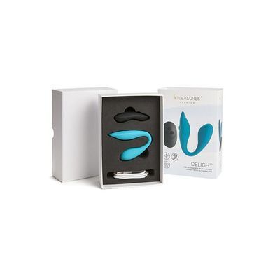 Подвійний вібратор S Pleasures Premium Delight, бірюзовий, для клітора та точки G, 10 режимів &mdash; купити в інтим-бутику EroticToys