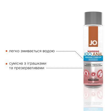 Анальна змазка JO ANAL H2O &mdash; WARMING (120 мл), розігрівальна, на водній основі &mdash; купити в інтим-бутику EroticToys