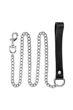 Повідець з натуральної шкіри Fetish Tentation Premium Metal leash with cowhide leather wrist 115 см &mdash; купити в інтим-бутику EroticToys