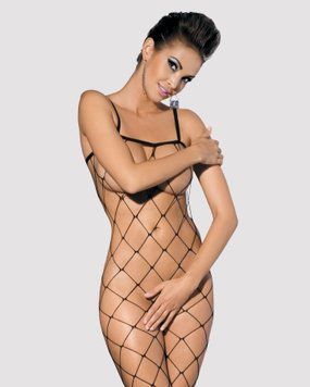 Бодістокінг з великим вічком і відкритими грудьми Obsessive Bodystocking N102 S/M/L, чорний &mdash; купити в інтим-бутику EroticToys