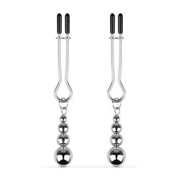 Затискачі для сосків Bedroom Fantasies: Nipple Clamps with Beaded Chain - Silver &mdash; купити в інтим-бутику EroticToys