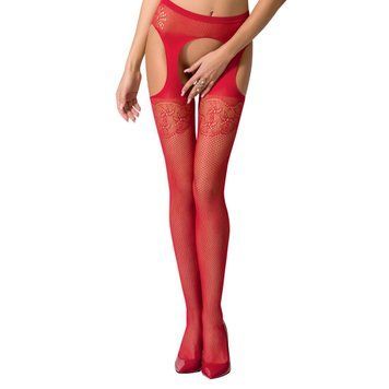 Еротичні колготки-бодістокінг Passion S005 red, імітація панчіх та пояса для панчіх &mdash; купити в інтим-бутику EroticToys