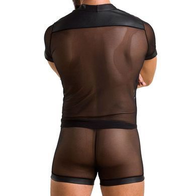 Комплект сітчастої чоловічої білизни Passion 052 SET MICHAEL S/M black, сорочка, боксери, заклепки &mdash; купити в інтим-бутику EroticToys