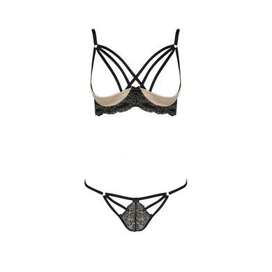 Комплект білизни Passion Exclusive VALERY SET OpenBra XXL/XXXL black, стрепи, трусики, відкритий ліф &mdash; купити в інтим-бутику EroticToys