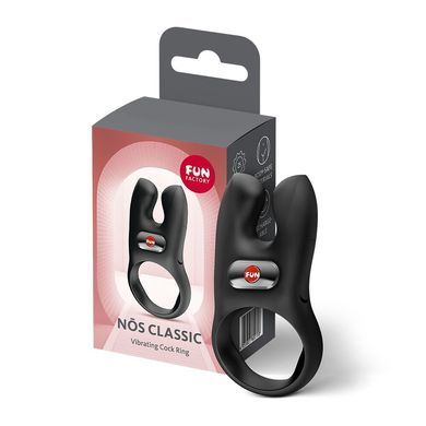 Ерекційне віброкільце з подвійною стимуляцією клітора Fun Factory NŌS CLASSIC Black, 2 мотори &mdash; купити в інтим-бутику EroticToys