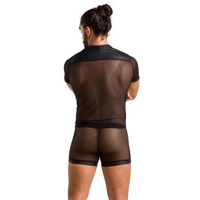 Комплект сітчастої чоловічої білизни Passion 052 SET MICHAEL S/M black, сорочка, боксери, заклепки &mdash; купити в інтим-бутику EroticToys